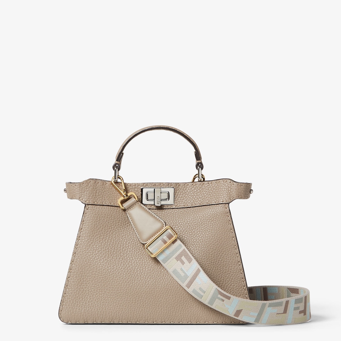 FENDI Peekaboo ISeeU Small Dove gray Selleria bag with 1254 hand-sewn topstitches - Image 3